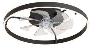 Fekete mennyezeti ventilátor 70 cm LED-vel és távirányítóval - Maddy