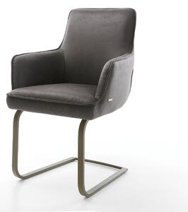 DELIFE Étkezőszék Heira-Flex karfás mikroszálas antracit vintage étkezőszék lapos titán effekt felület zsákrugós