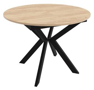 Asztal Oswego 112, Kézműves aranytölgy, Fekete, 76cm, Hosszabbíthatóság, Laminált forgácslap, Fém