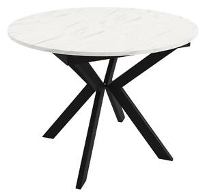 Asztal Oswego 112, Fehér márvány, Fekete, 76x138cm, Hosszabbíthatóság, Laminált forgácslap, Fém