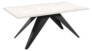 Asztal Oswego 113, Fekete, Fehér márvány, 76x80x140cm, Hosszabbíthatóság, Laminált forgácslap, Fém