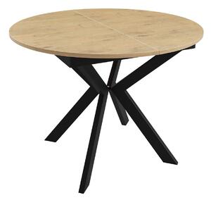 Asztal Oswego 112, 76cm, Lancelot tölgy, Fekete