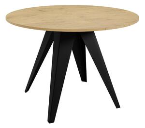 Asztal Oswego 114, 76cm, Lancelot tölgy, Fekete