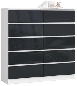 AKORD CLP 120 Komód 10 Fiókos Magasfényű Grafit MDF