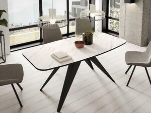 Asztal Oswego 115, Fekete, Fehér márvány, 76x80x160cm, Hosszabbíthatóság, Laminált forgácslap, Fém