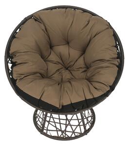 KONDELA Forgó fotel párnával, barna/fekete/bézs, TRISS BIG