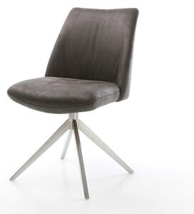 DELIFE Étkezőszék Elso-Flex mikroszálas antracit vintage kereszt láb széles rozsdamentes acél 360° forgatható billenő zsákrugós
