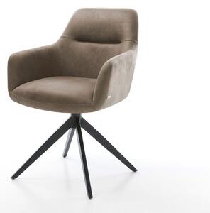 DELIFE Étkezőszék Pejo-Flex mikroszálas taupe vintage kereszt láb széles fekete 360° forgatható billenő zsákrugós