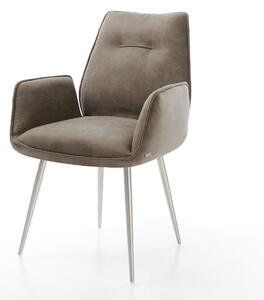 DELIFE Étkezőszék Zoa-Flex mikroszálas taupe vintage 4 lábú kúpos rozsdamentes acél zsákrugós