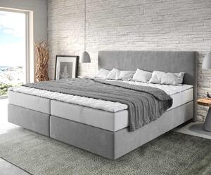 DELIFE Boxspring ágy Dream-Well mikroszálas szürke 200x200 cm zsákrugós matraccal és visco topperrel