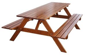 ROJAPLAST Piknik bútor készlet fa 220 cm lakkozott