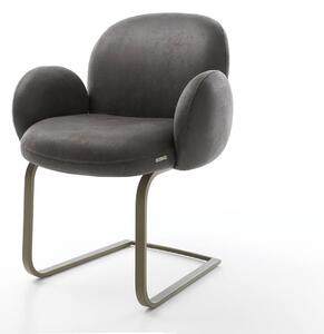 DELIFE Étkezőszék Nube-Flex karfás mikroszálas antracit vintage étkezőszék lapos titán effekt felület zsákrugós