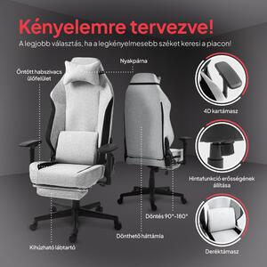 Prémium ergonomikus irodai szék, forgószék, gamer szék lábtartóval, sötétszürke-világosszürke-fekete (1058FB)