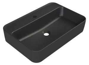 CeraStyle HERA - PULTRA ültethető - Top Counter - porcelán mosdó - MATT FEKETE - 60 x 42 cm