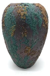 Kerámia váza, 20x26 cm - Szürke, türkiz és barna