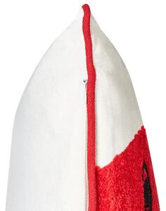 Fehér és piros pamut díszpárna kétdarabos szettben 45 x 45 cm PERIWINKLE