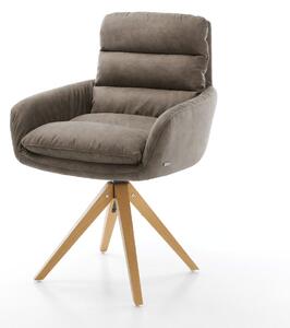 DELIFE Étkezőszék Abelia-Flex karfás mikroszálas taupe vintage fa láb szögletes természetes