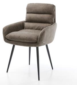 DELIFE Étkezőszék Abelia-Flex karfás mikroszálas taupe vintage 4 lábas kúpos fekete