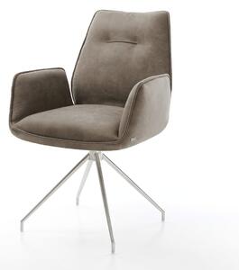 DELIFE Étkezőszék Zoa-Flex mikroszálas taupe vintage kereszt láb kúpos rozsdamentes acél zsákrugós