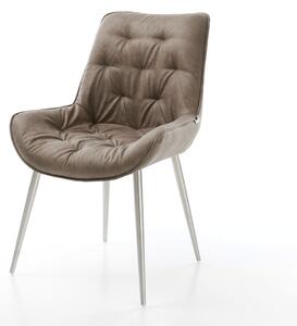 DELIFE Étkezőszék Taimi-Flex mikroszálas taupe vintage 4 láb kúpos rozsdamentes acél