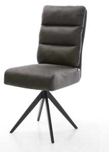DELIFE Étkezőszék Pela-Flex mikroszálas antracit vintage kereszt láb szögletes fekete zsákrugó