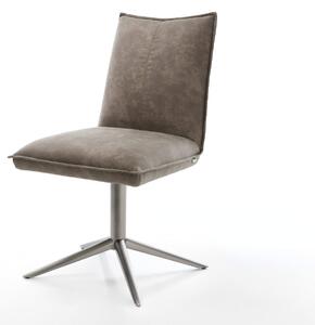 DELIFE Étkezőszék Lelio-Flex mikroszálas taupe vintage grafit láb 360° forgatható hintamechanizmus zsákrugó