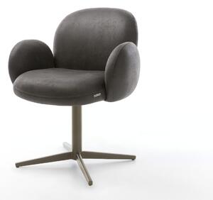 DELIFE Étkezőszék Nube-Flex karfás mikroszálas antracit vintage lábkereszt titán effekt felület 360° forgatható zsákrugós