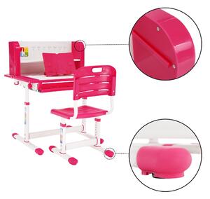 KONDELA Növekvő íróasztal és szék, rózsaszín/fehér, szett, LERAN
