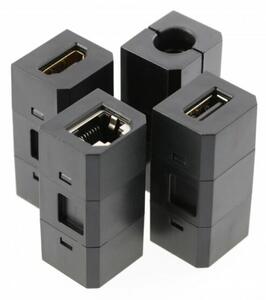 Konnektor, pultba süllyesztett, 1x dugalj, variálható, USB A, USB C, hálózati RJ45, HDMI, 1,5fm kábellel, fekete, CHARGER PLUS