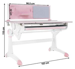 KONDELA Növekvő íróasztal, rózsaszín/fehér, KANTON