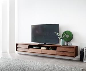 DELIFE TV szekrény Eloi 240x35 cm akác barna 2 ajtós 2 fiókos lebegő