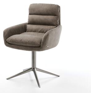 DELIFE Étkezőszék Abelia-Flex karfás mikroszálas taupe vintage grafit láb 360° forgatható billenő funkció