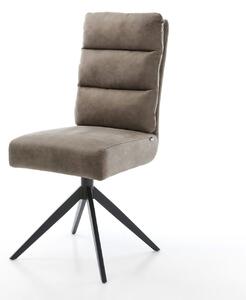 DELIFE Étkezőszék Pela-Flex mikroszálas taupe vintage kereszt láb széles fekete 360° forgatható billenő zsákrugós matrac