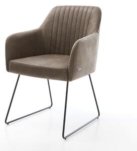 DELIFE Étkezőszék Greg-Flex mikroszálas taupe vintage fekete vékony lábazat zsákrugós