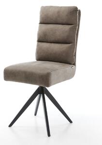 DELIFE Étkezőszék Pela-Flex mikroszálas taupe vintage kereszt láb szögletes fekete zsákrugó