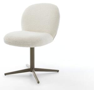 DELIFE Étkezőszék Nube-Flex bouclé fehér titán effekt finishű kereszt láb 360° forgatható zsákrugós