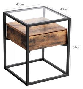 Oldalsó asztal / éjjeliszekrény fiókkal - Vasagle Loft
