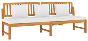 VidaXL tömör akácfa kanapé krémszínű párnákkal 200 x 60 x 75 cm