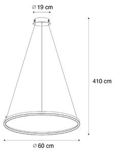 Függesztett lámpa fekete 60 cm LED-del 3 fokozatban szabályozható - Girello