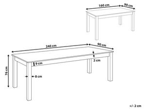 Világosbarna kihúzható étkezőasztal 160/240 x 90 cm MADURA