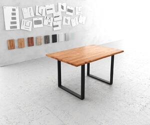 DELIFE Étkezőasztal Edge 140x90 akác természetes fém fekete Live-Edge