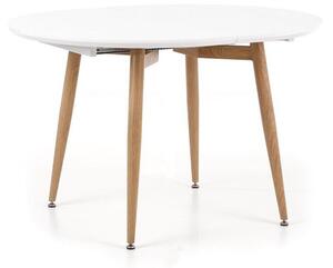 Asztal Houston 567, Fehér, San remo tölgy, 75x100x120cm, Hosszabbíthatóság, Közepes sűrűségű farostlemez, Fém