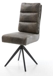 DELIFE Étkezőszék Pela-Flex mikroszálas szürke vintage kereszt láb szögletes fekete zsákrugós