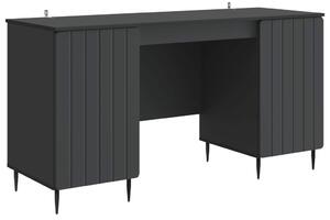 Asztal polcokkal tárolóval Fekete 142,5 x 50 x 75 cm Szerelt Fa
