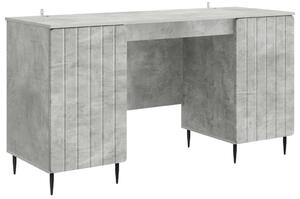 Asztal polcokkal Betonszürke 142,5 x 50 x 75 cm Szerelt Fa