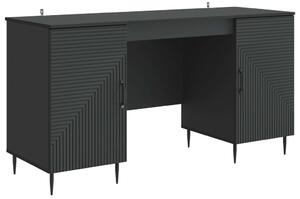 Asztal polcokkal tárolóval Fekete 142,5 x 50 x 75 cm Szerelt Fa