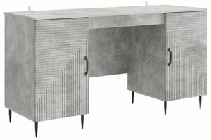 Asztal polcokkal Betonszürke 142,5 x 50 x 75 cm Szerelt Fa