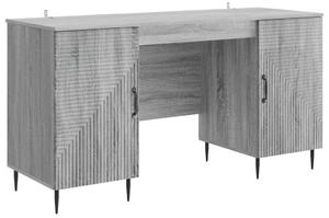Asztal polcokkal Szürke Sonoma 142,5 x 50 x 75 cm Szerelt Fa