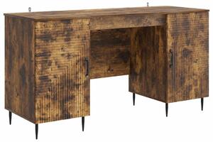 Asztal polcokkal Füstös Tölgy 142,5 x 50 x 75 cm Szerelt Fa