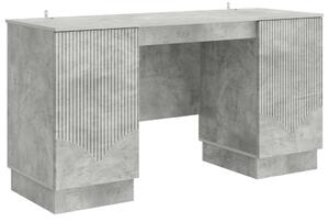 Asztal polcokkal Betonszürke 142,5 x 50 x 75 cm Szerelt Fa